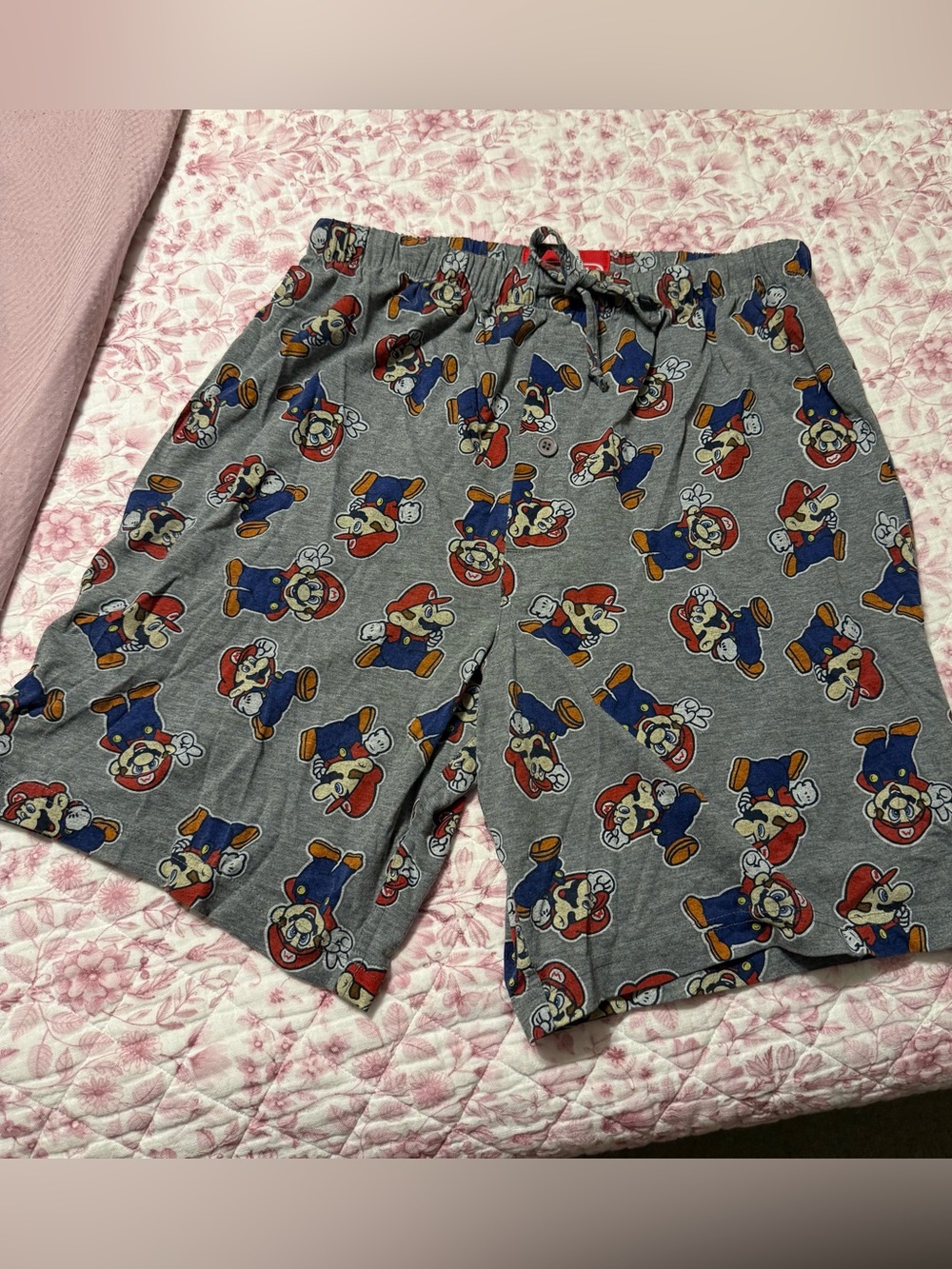 Vintage Nintendo Super Mario Bros Lounge Pajama Sleep Shorts Sz Small Drawstring